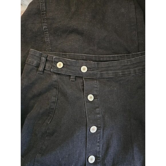 Black Button-Front Midi Skirt With Belt Loops coquette goth whimsygoth boho - Picture 3 of 6